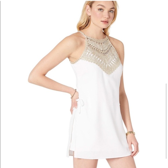 NWT Lilly Pulitzer Pearl Romper White Gold Dress - Picture 10 of 12